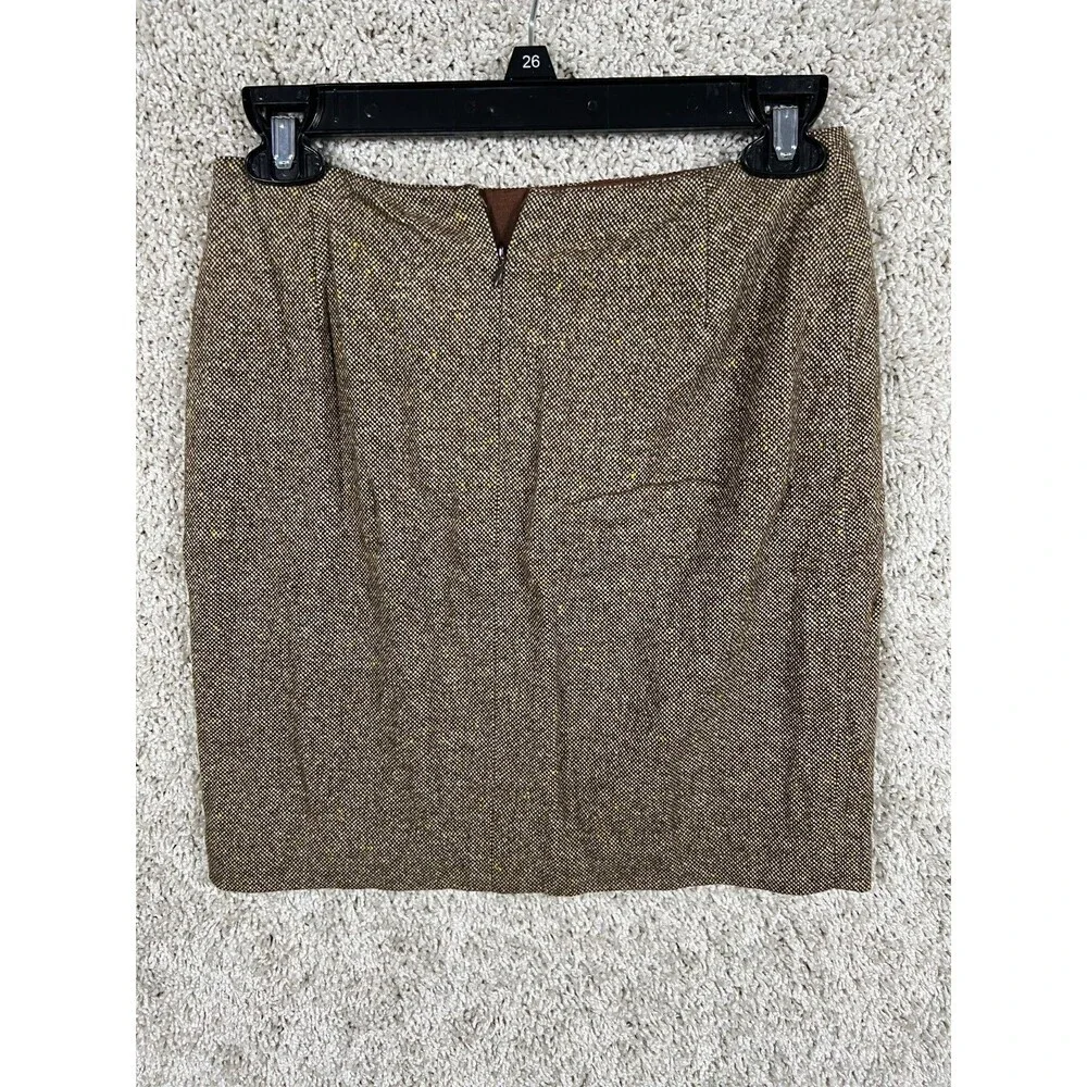 INC International Concepts Petite Skirt Size 2P Brown Wool Blend Buckle Accent L